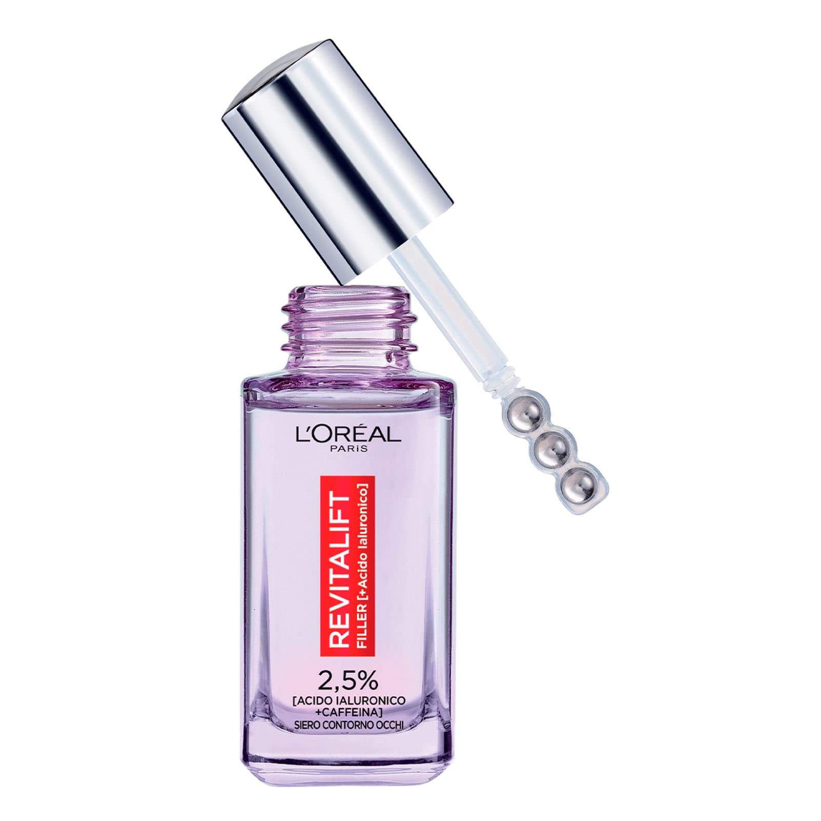L'Oréal Paris Revitalift Filler Trattamento Anti-Rughe Rivolumizzante Giorno Crema Viso con Acido Ialuronico + Revitalift Siero Contorno Occhi Effetto Rinfrescante con Caffeina da 20ml - 2 Prodotti