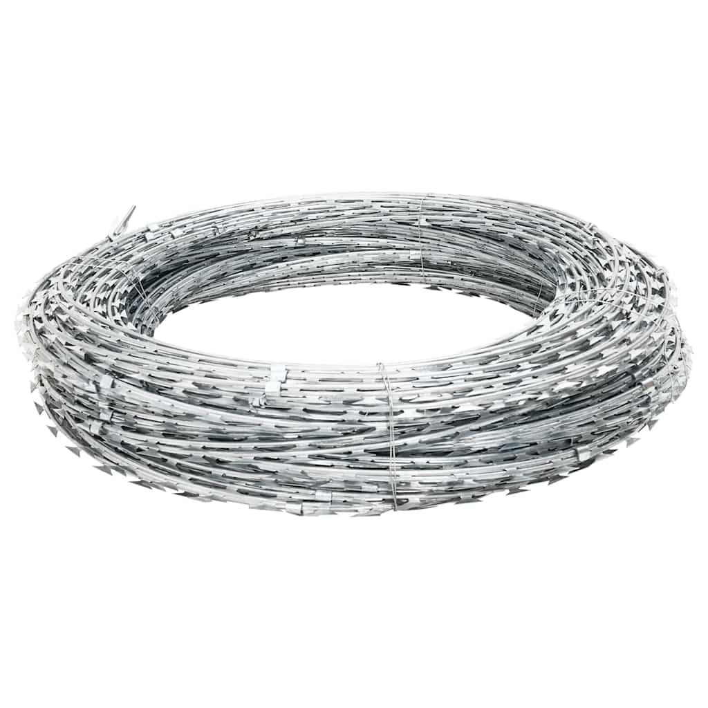 vidaXL Alambre para Concertina BTO-22 con Clips, Alambre de Púas, Cerca de Alambre de Espino, Cerca de Seguridad para Jardín, Acero Galvanizado 100 m