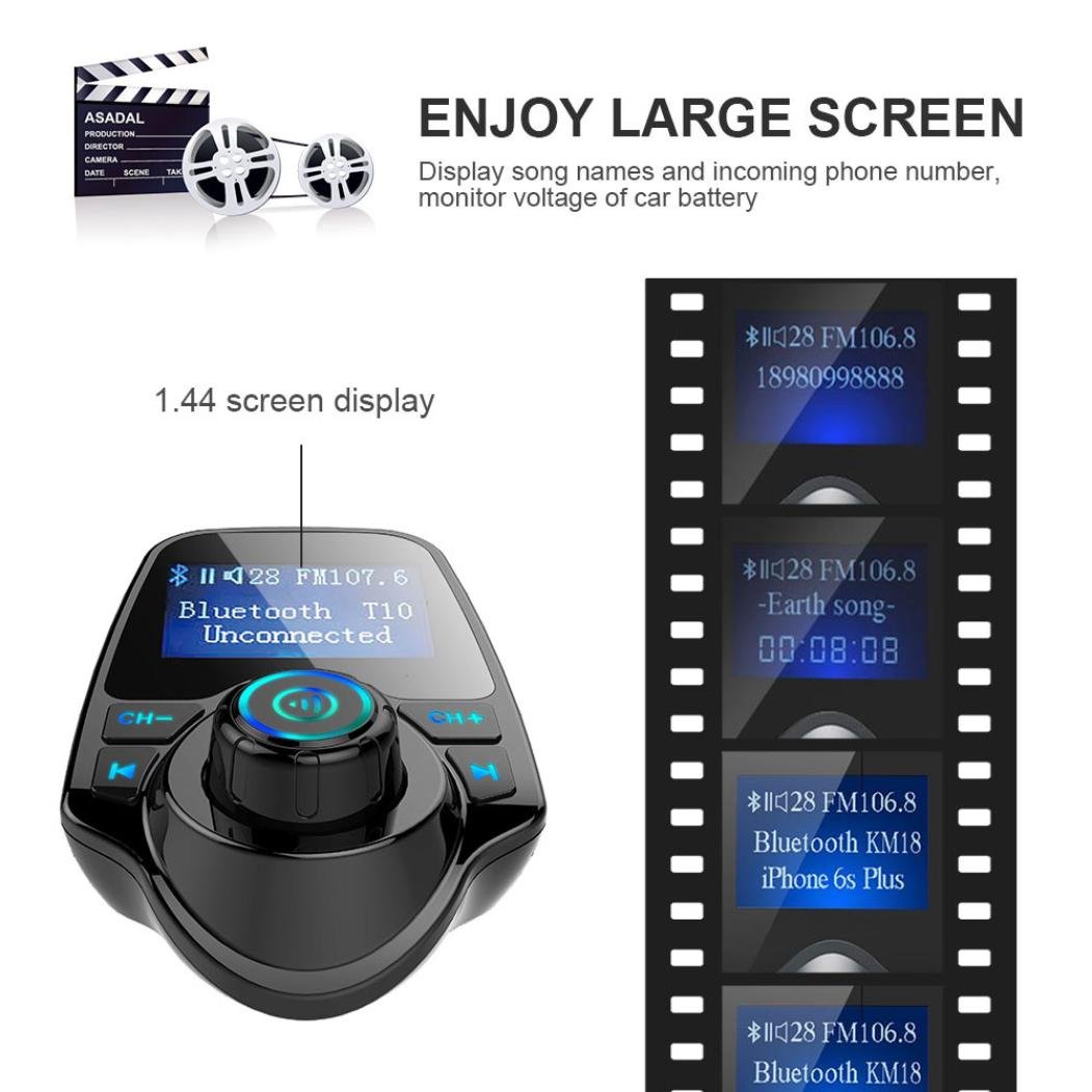 Transmetteur FM Bluetooth, Adaptateur Radio sans Fil Bluetooth 4.2, appels Mains Libres