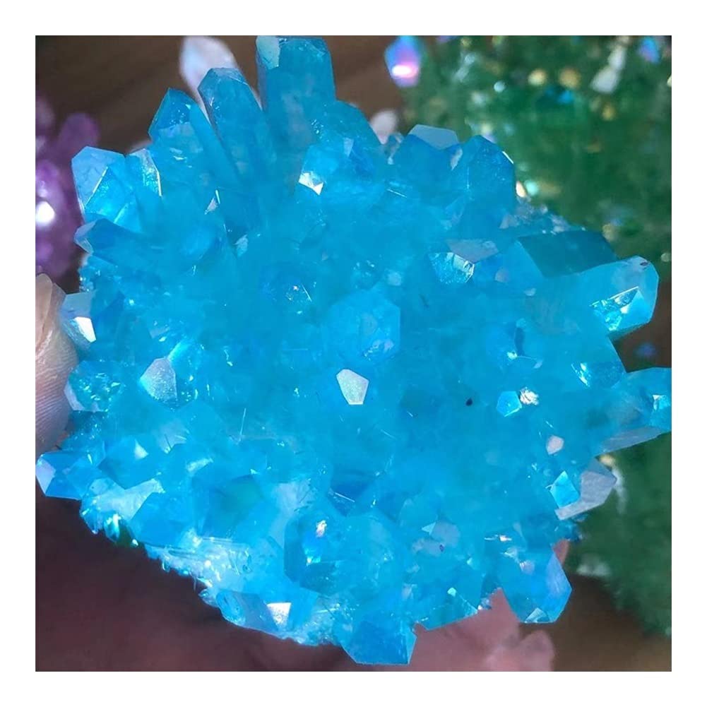 Salud y hogar Natural azul claro cristal galvanoplastia cristal racimo (tamaño: 1 unidad)