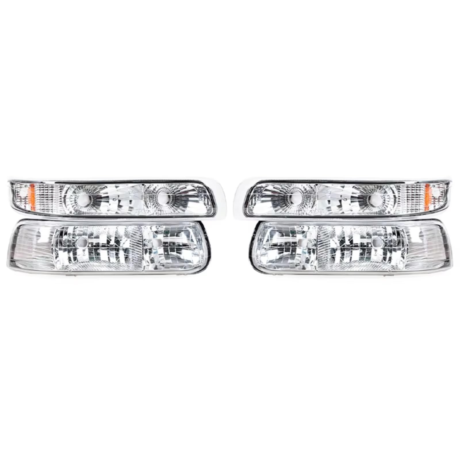 Przednie światła przeciwmgielne do Chevroleta Silverado 1999-2002, Suburban i Tahoe; boczne światła pozycyjne, obudowa reflektorów z przezroczystą soczewką (bez żarówki).