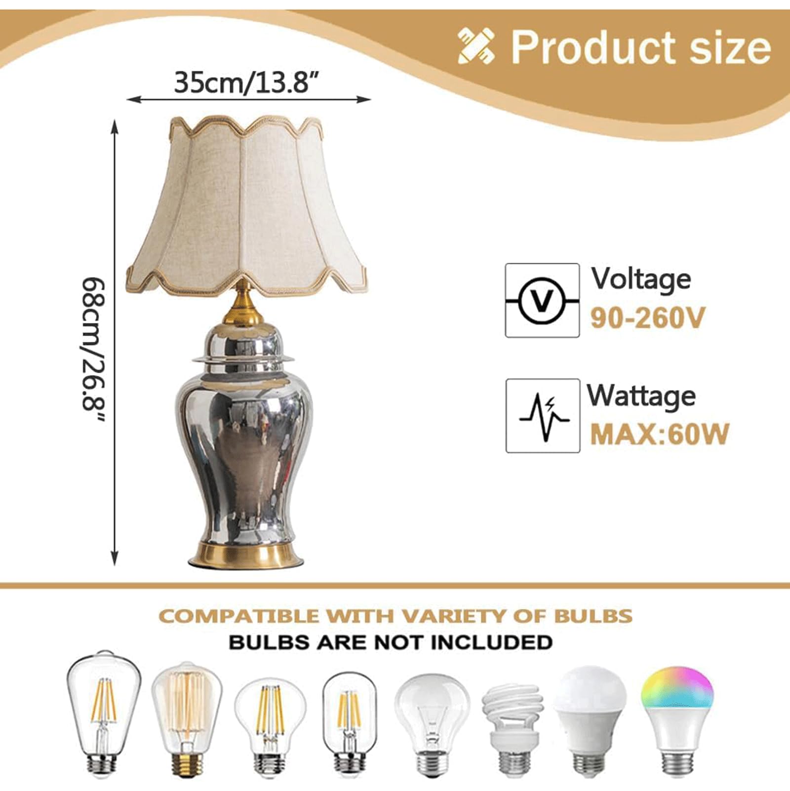 Klassieke bureaulamp keramische tafellamp voor woonkamer zilveren glazuur afwerking tafellampje met textuur stof schaduw bedlamp
