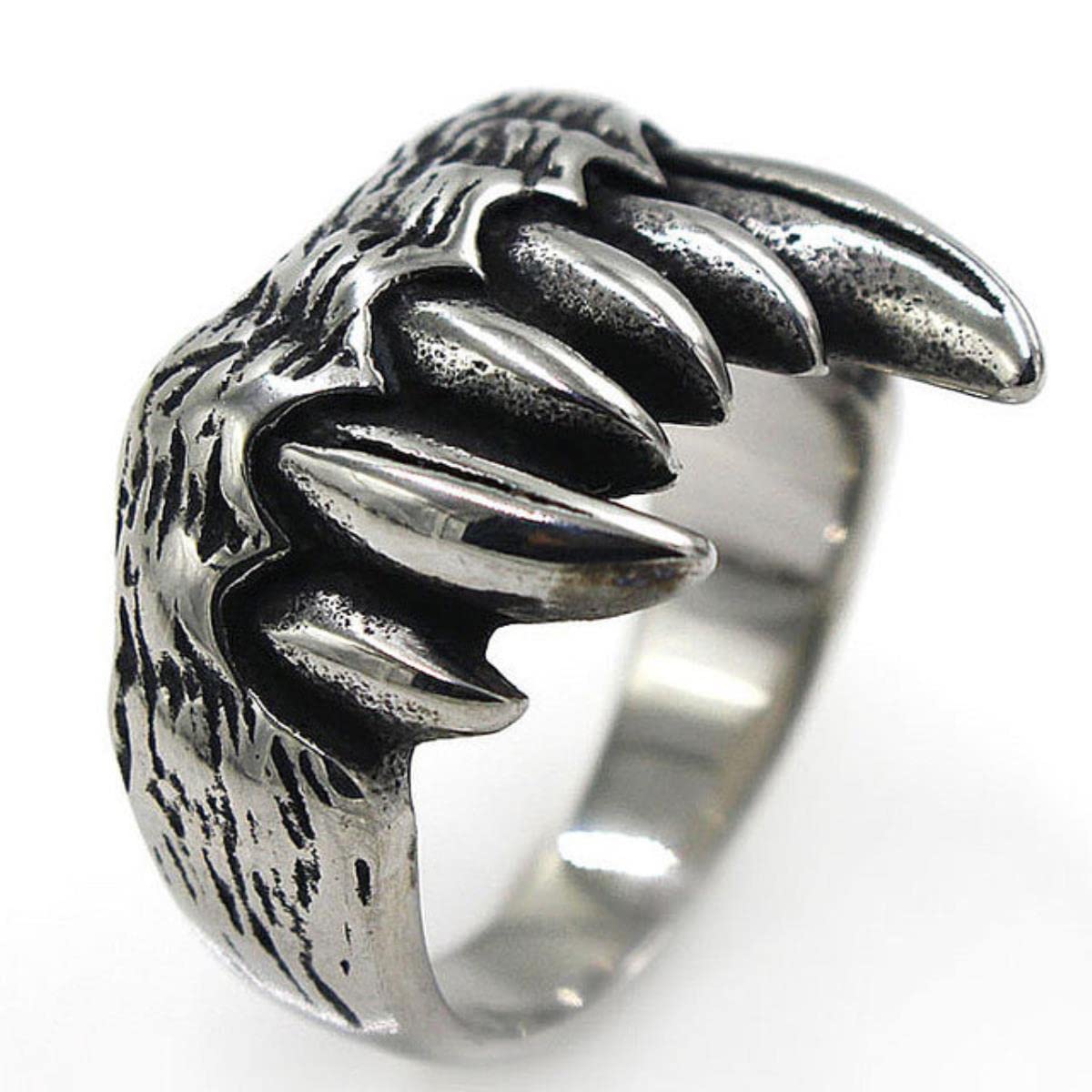 YAHOYA Titanium Steel Animal Teeth Rings For Men Punk Ring Hip Hop Rock Stainless Steel Ring Jewelry