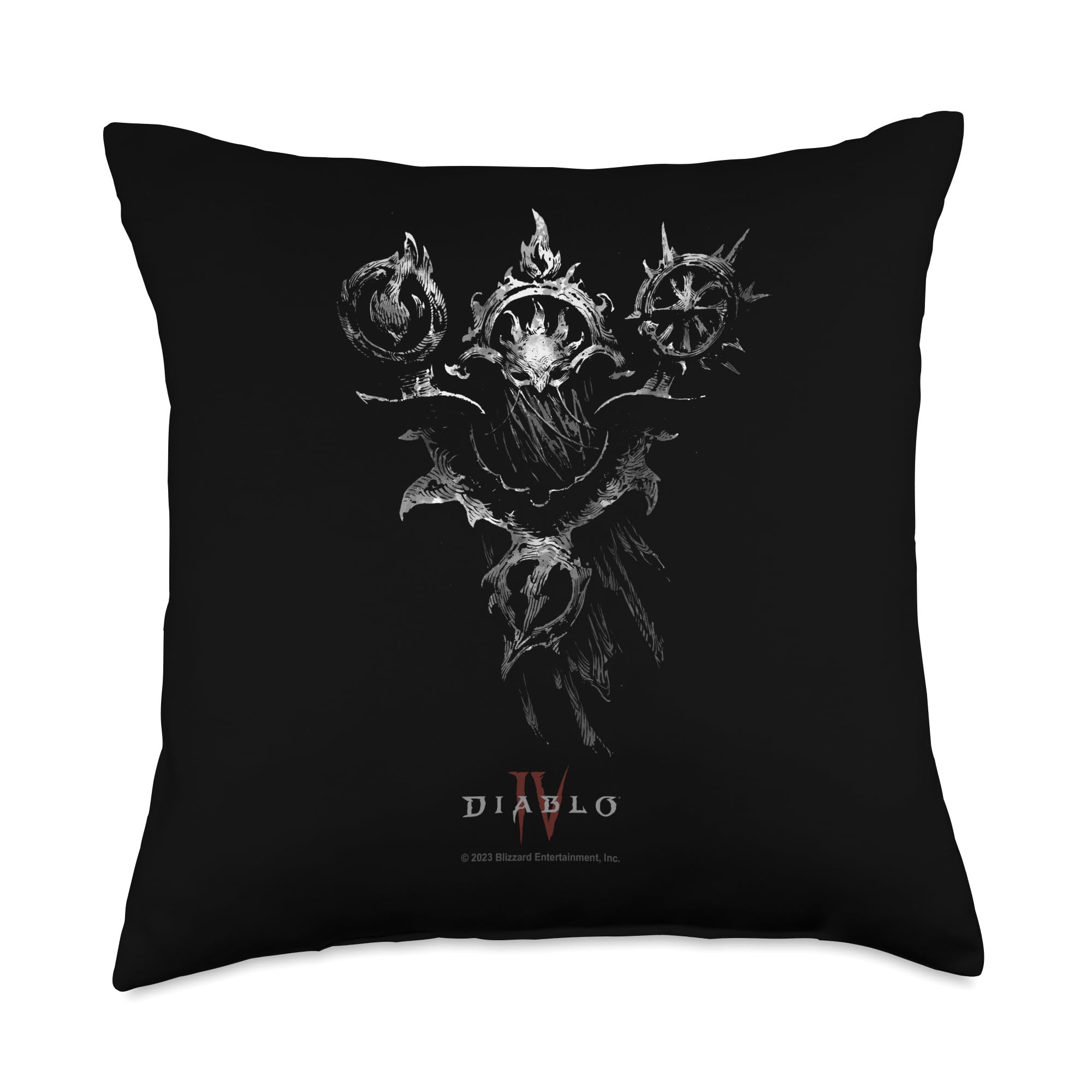 Diablo IV Sorcerer Sigil Distressed Armor Throw Pillow 18x18 Multicolor