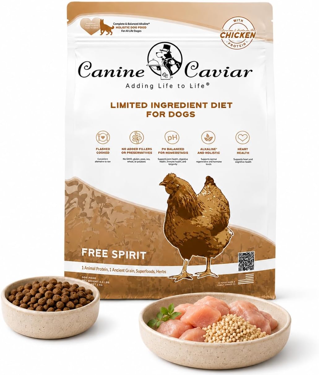 Canine Caviar Free Spirit Dry Dog Food Chicken and Millet Recipe 11 lb | Limited Ingredient, All Natural, Single Protein Alkaline Kibble, GMO-Free, pH Balanced, and Free from Common Allergens