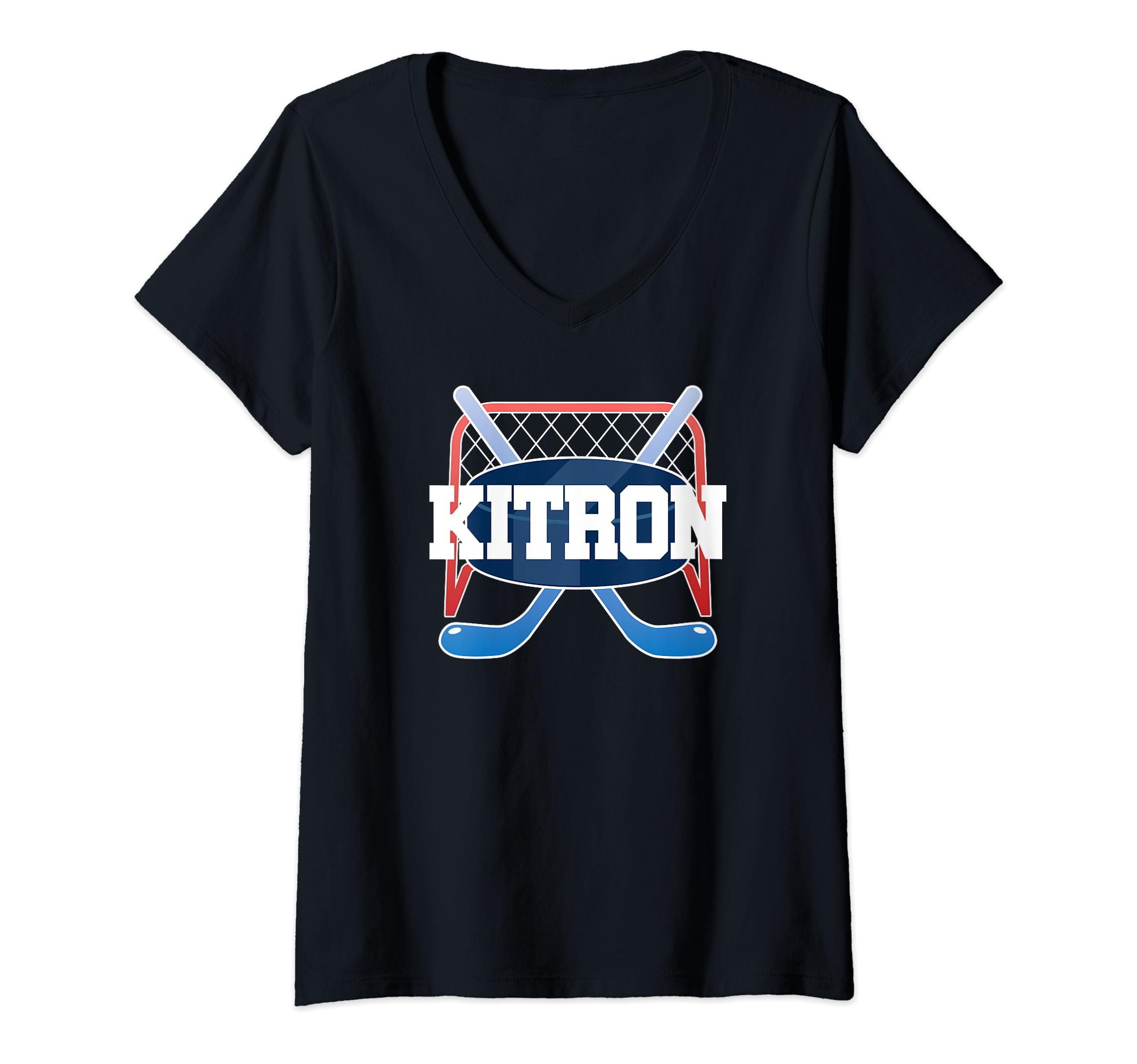 Kitron Name Boys Hockey Play Ice Rink Field Stick Puck Ball V-Neck T-Shirt