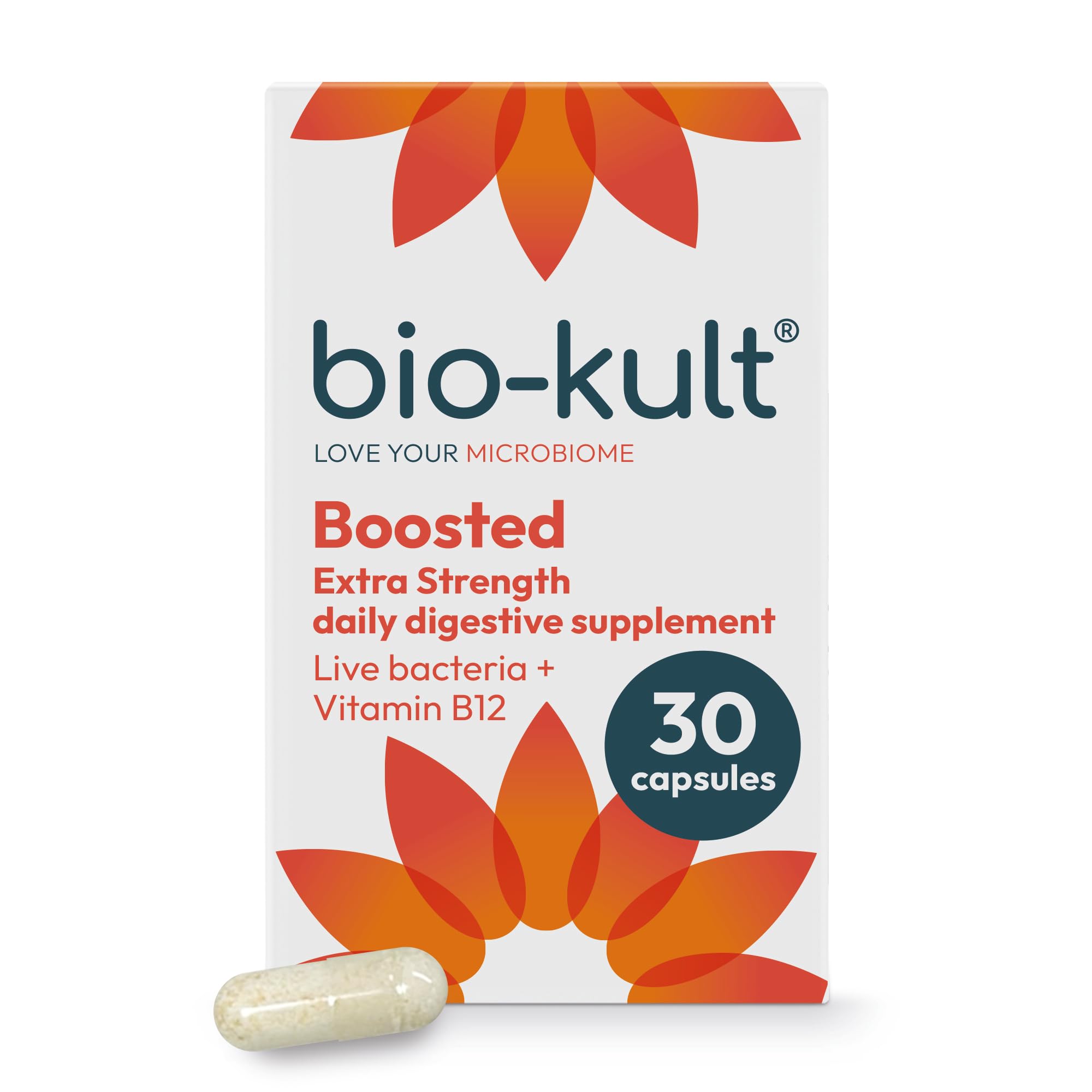 Boosted Extra Strength Probiotic Supplement – 14 Live Bacterial Strains with Vitamin B12 | Gut Health & Digestive Support | Suitable for Travel, Antibiotics & Pregnancy | 30 Capsules