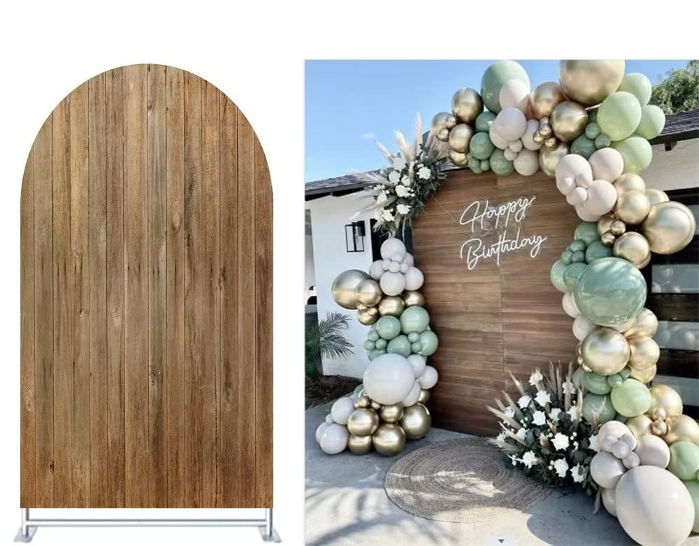 FiVanArch Covers Stretchy Backdrop for Birthday Baby Shower Party Decoration 3x6ft Wood Plank Pattern Baptism Background Props