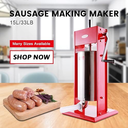 Miniatura 13 de Hakka - Embutidor de salchichas de 11 libras/5 L, dos velocidades de llenado de acero pintado en aerosol vertical 7-11 libras