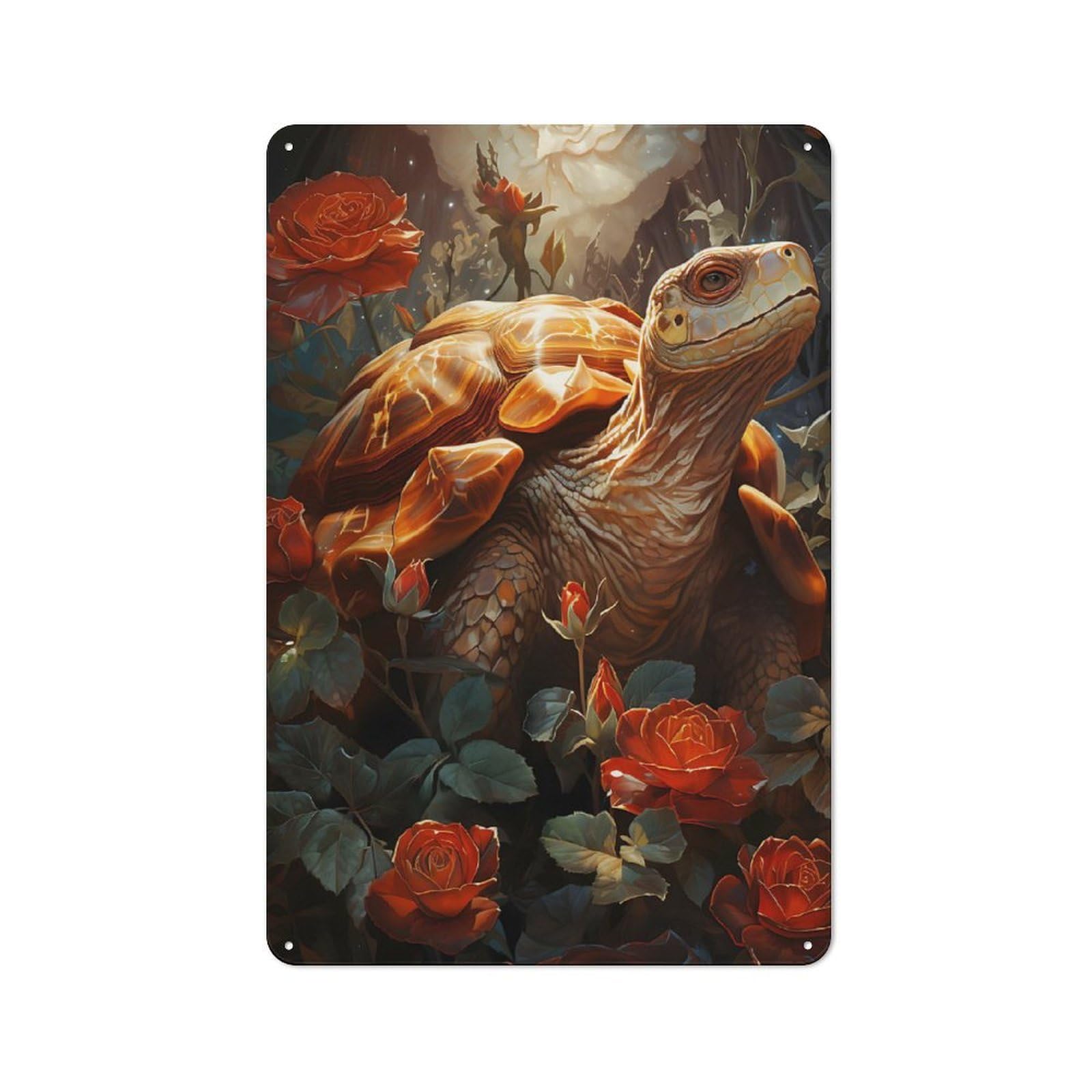 Metal Wall Sign 30x20cm Featuring Turtle in The Nature for Garage Or Workshop, for Garage, Workshop And Man Cave Decoration