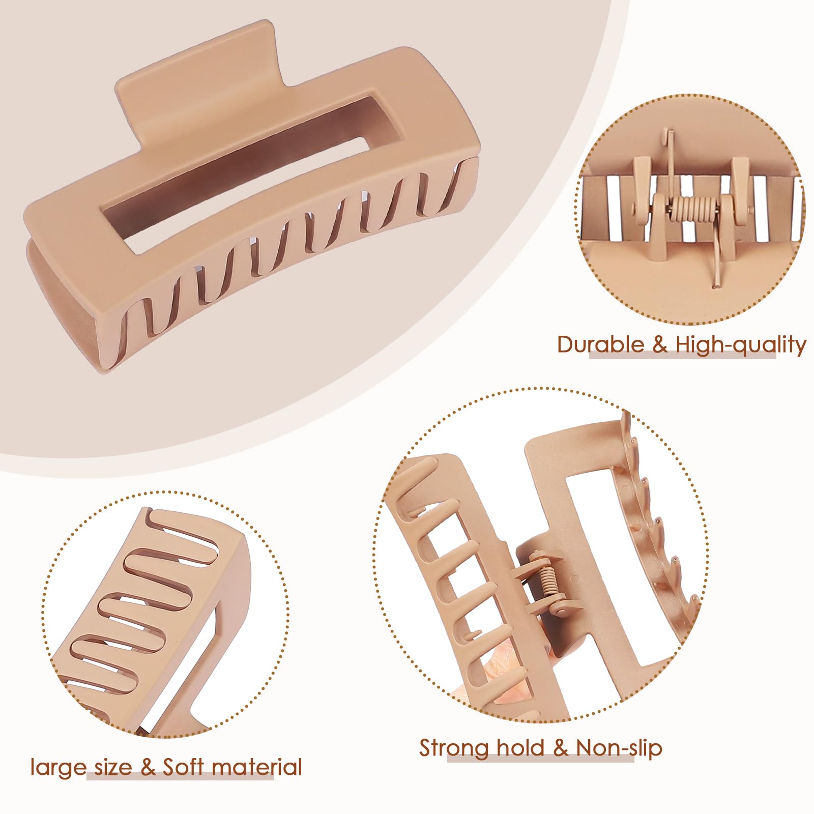 8 Pack 4.1 Inch Rectangle Large Hair Claw for Women and Girls Matte Nonslip Jaw Amazon.com : Mandydov 8 Pcs Large Hair Claw Clips 4.1 Inch  main image 4
