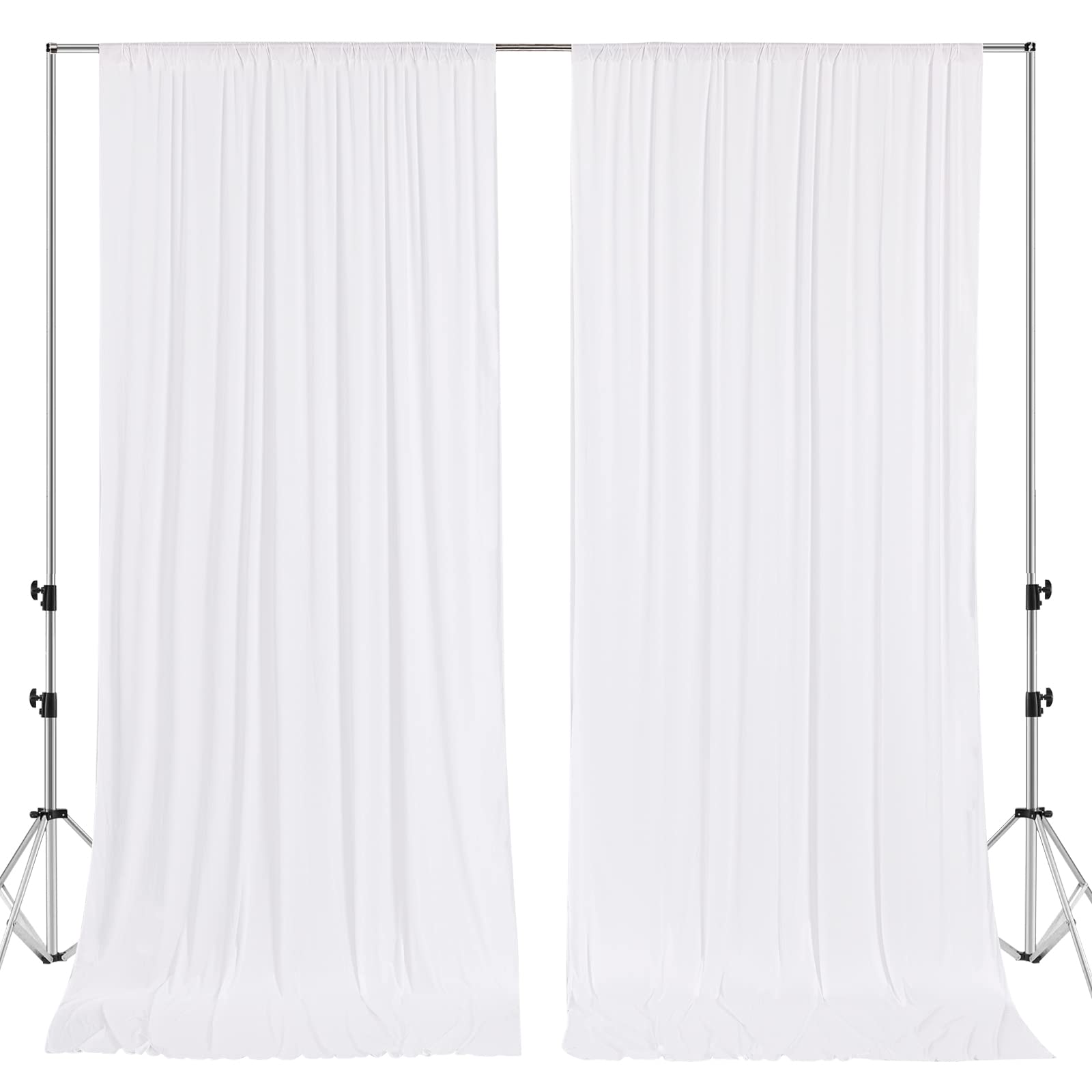Mohoeey 10 ft x 8 ft White Backdrop Curtains Panels, Wrinkle Free Polyester Photography Backdrop Drapes,Wedding Party Home Decoration Supplies