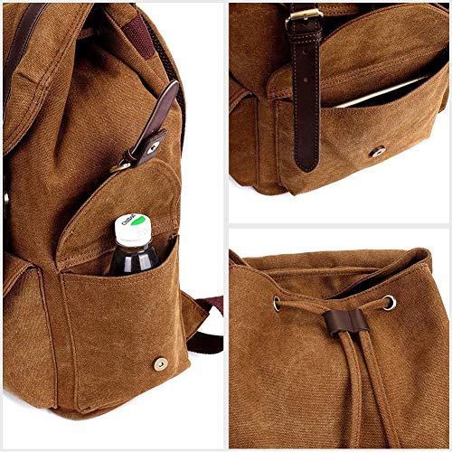 Vintage Canvas Backpack Kaukko Outdoor Travel Hiking Rucksack School Bookbags Khaki