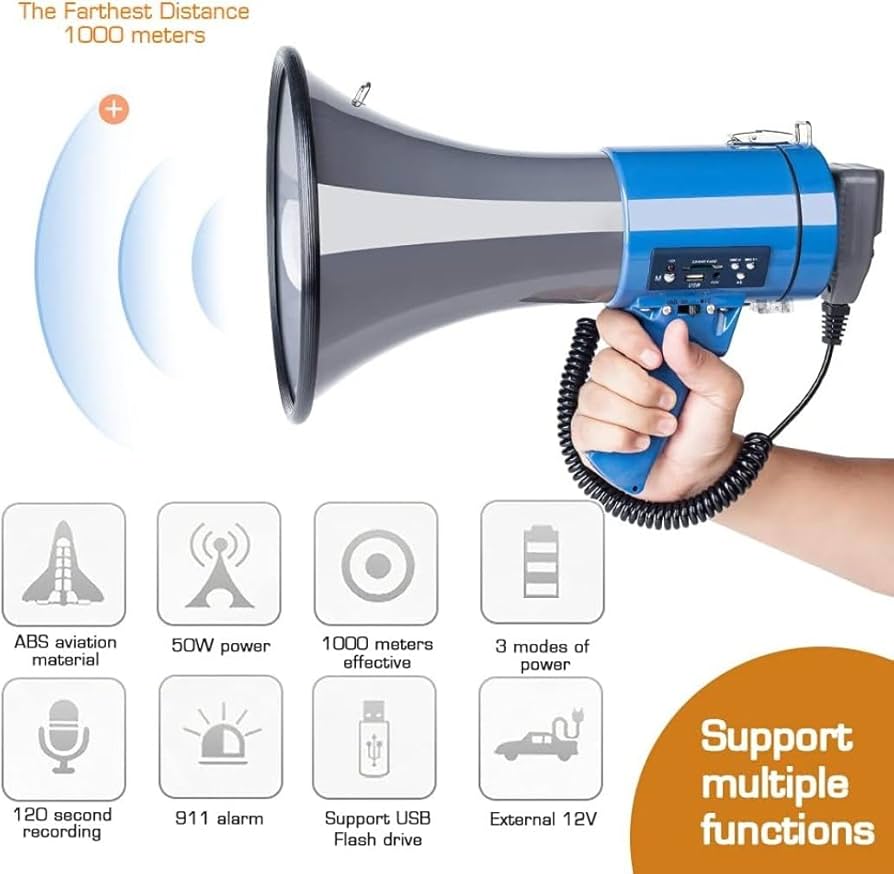 Amazon.co.jp: メガホン 50 ワット拡声器スピーカー ポータブル