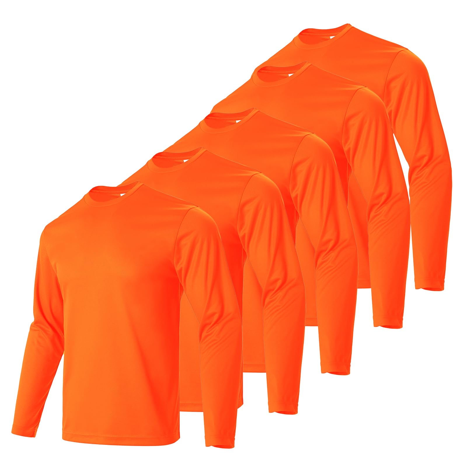 Camiseta de manga larga para hombre, informal, cuello redondo, suave, para correr, natación, ciclismo, pesca, Naranja, Small