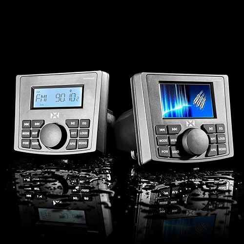 Miniatura 3 de NVX Estéreo marino estilo calibre NMPS20 con Bluetooth y una pantalla LCD retroiluminada LED digital, perfecto para barcos, UTV y cuatrimotos