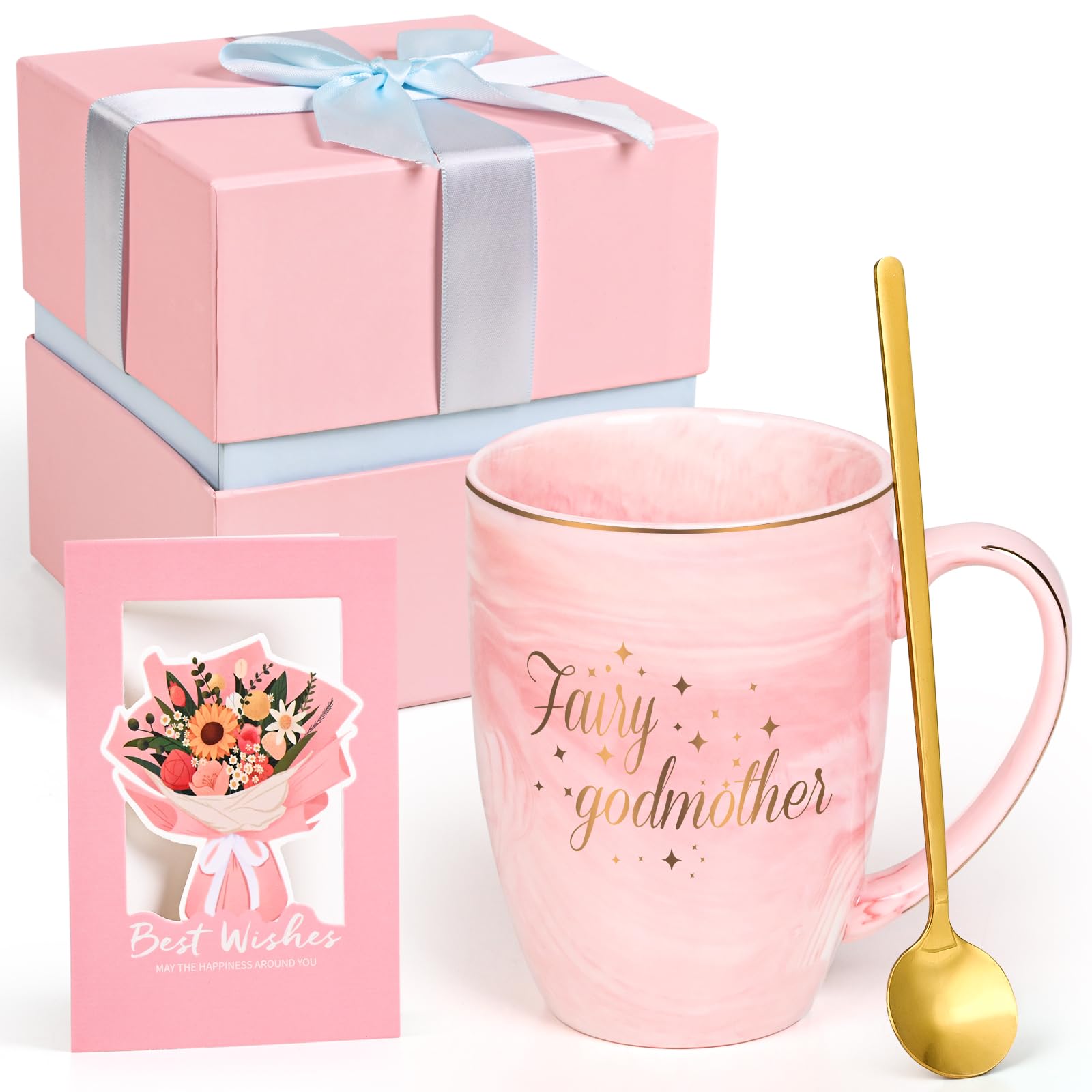 Fairy Godmother Mug Gift Set – Unique Handmade Ceramic With Gold Print, 14 Oz, Pink - View #13