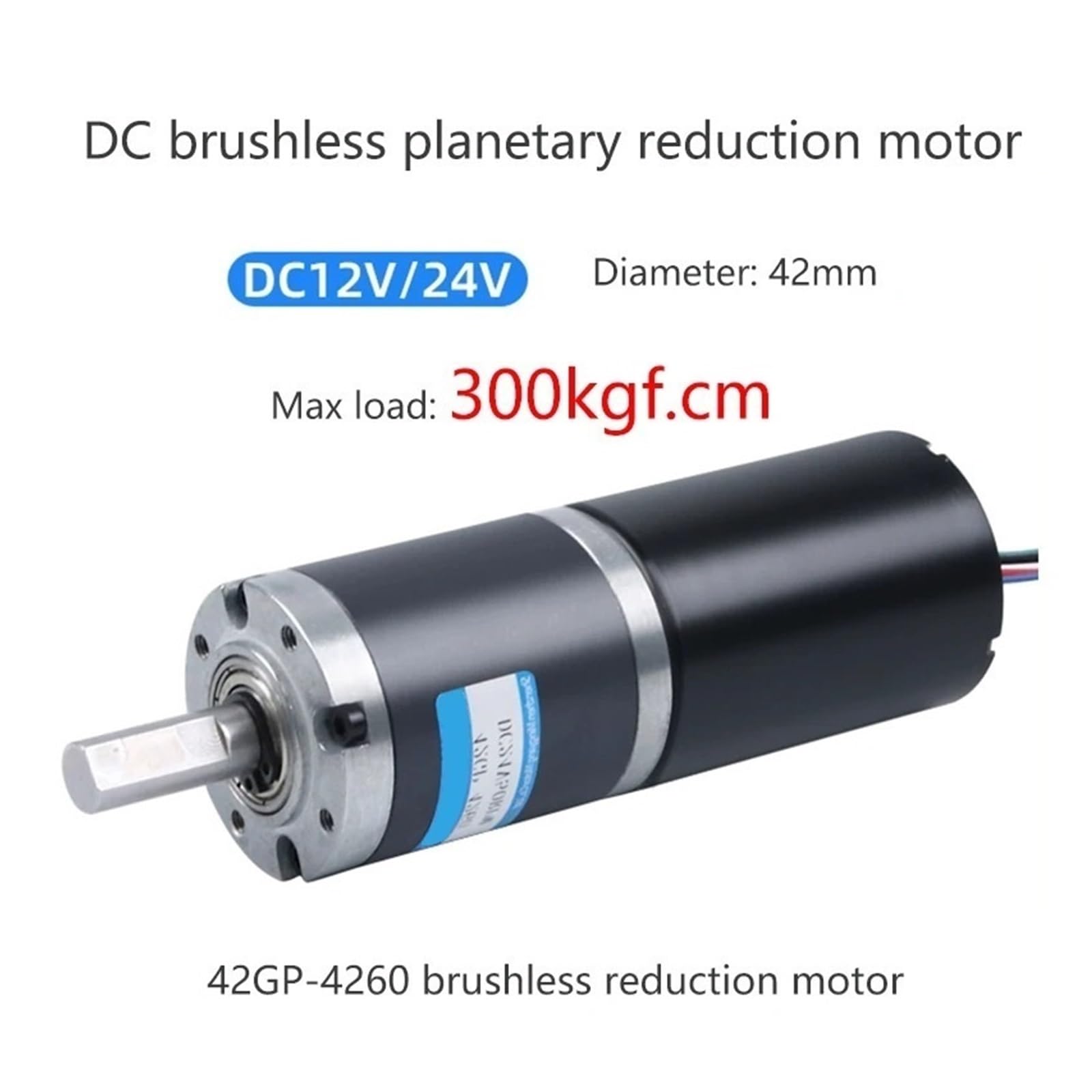 Mini silnik prądu stałego, Bezszczotkowy silnik redukcyjny z przekładnią planetarną DC 155kgf.cm 7-1351 obr./min 12 V 24 Czarny 42GP-4260(185RPM,12V)