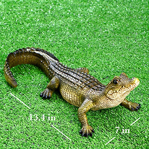 Aevvv The Swamp Beast Lawn Alligator Crocodile Caiman Garden Sculpture 13 Inch Polyresin Full Color - Garden Sculptures Lawn Statues thumb #1