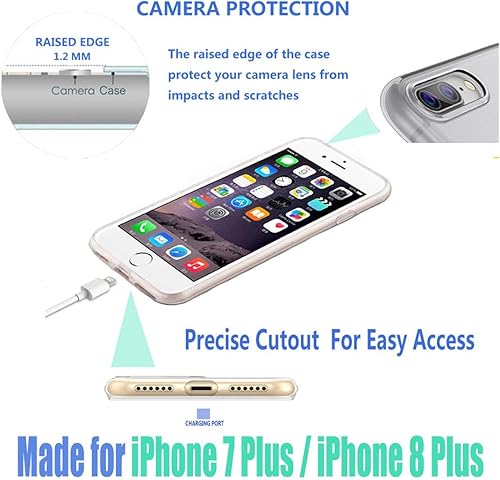 Miniatura 6 de AKORAVO - Funda para iPhone 8 Plus, iPhone 7 Plus para mujeres, hombres y niñas, funda protectora de TPU suave a prueba de golpes, antiarañazos,