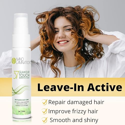 Miniatura 5 de Glamour Touch 37 Benefits in One - Spray desenredante de cabello de 1 oz para mujeres, spray hidratante para el cabello, spray suave y sedoso,