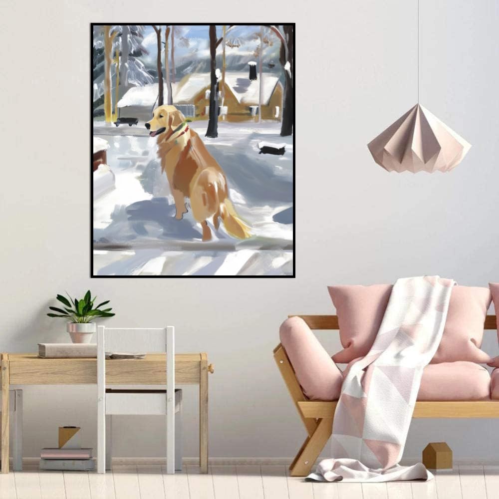 Paint by Numbers Golden Retriever Dog DIY Acrylic Painting Kit with Brushes Pigment Oil Painting Artwork Adults Beginners Wall Decor 16x20inch(40x50cm) Frameless