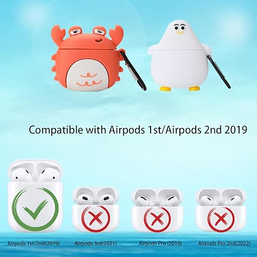 Miniatura 2 de Funda 3D de gaviota + cangrejo para Airpods 21, 3D de dibujos animados para mujeres y niñas, niños, funda suave con forma de cangrejo de gaviota