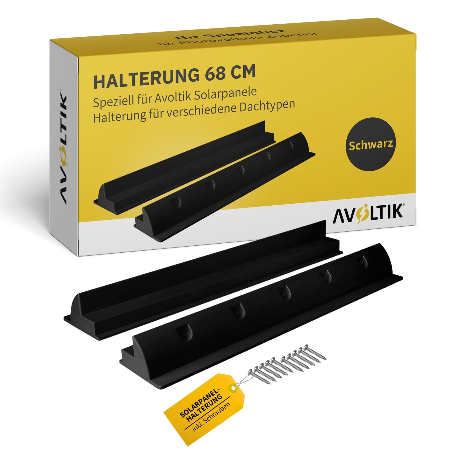 Avoltik Solarpanel Halterung spoiler geeignet für Wohnmobil, Boot, Flachdach, Wohnwagen I wetterbeständig aus ABS Kunststoff in schwarz 68cm I Solarpanelhalterung Halterung Solar inkl. Schrauben