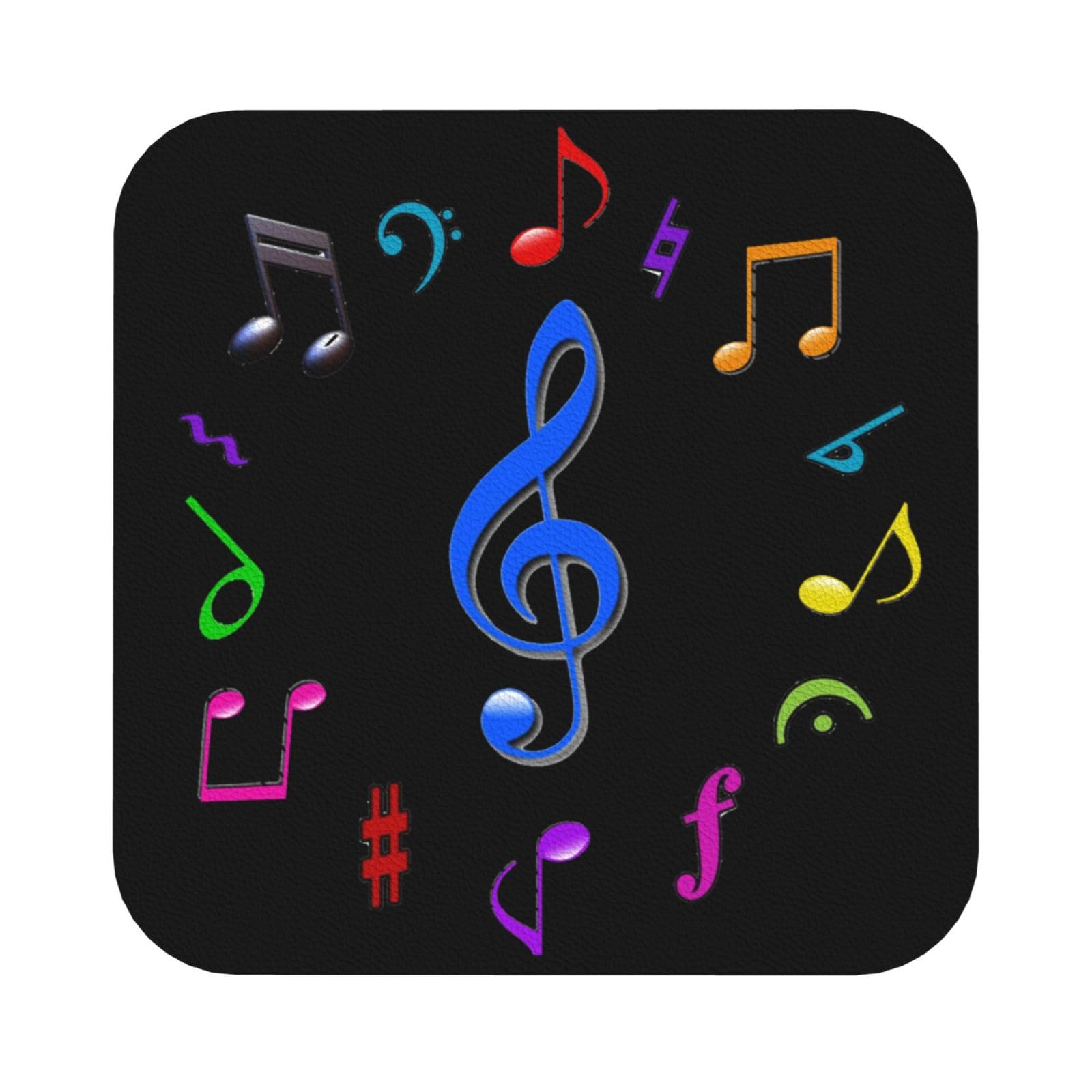 Music PU Leather Coasters Set of 6 Square Drink Coasters