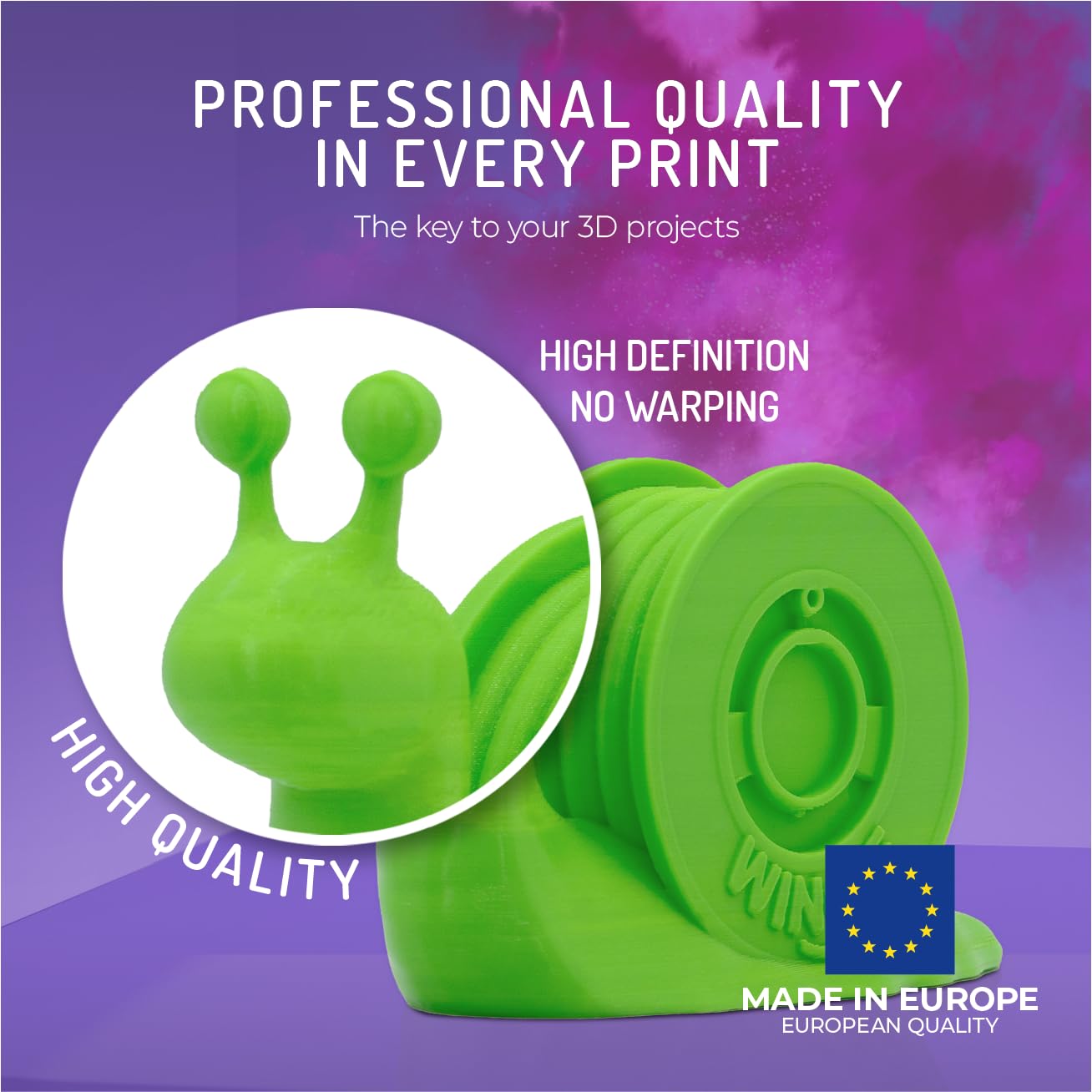 WINKLE Filament PLA HD Ecotisa Green | Filament do drukarki 3D | Filament PLA 1,75 mm 300 g | Zielony PLA, kompatybilny ze wszystkimi drukarkami 3D, dokładność wymiarowa, cewka 300g