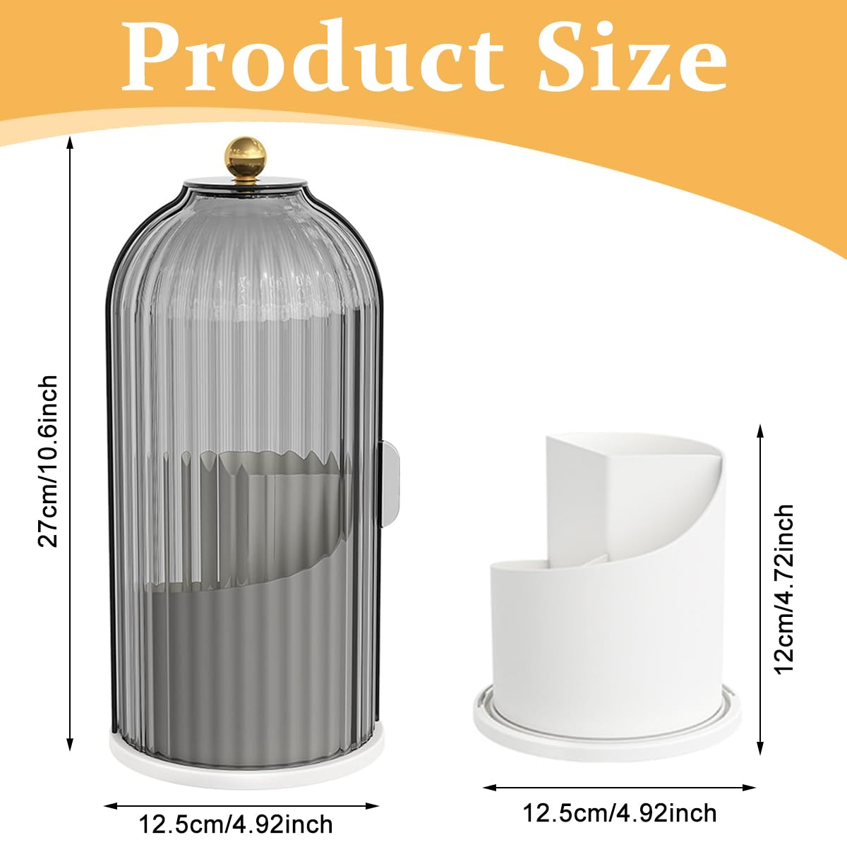 MAYCREATE Plastic Cosmetics Makeup Brush Holder Organizer With Lid, 3-Grid Makeup Storage Case 360° Rotatable Dustproof Makeup Brushes Organizer Stand For Vanity Desktop Bathroom-Grey Bathroom Accessories & Organization Arhandeals | Online Shopping Marketing 3 MAYCREATE Plastic Cosmetics Makeup Brush Holder Organizer With Lid, 3-Grid Makeup Storage Case 360° Rotatable Dustproof Makeup Brushes Organizer Stand For Vanity Desktop Bathroom-Grey Bathroom Accessories & Organization 3