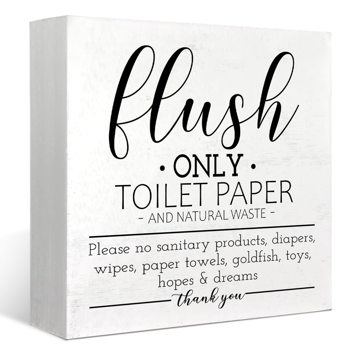 FLVGE Do Not Flush Sign for Bathroom,Bathroom Wooden Box Block Sign Decor,Flush Only Toilet Paper Sign,Rustic Bathroom Quote Decor for Farmhouse