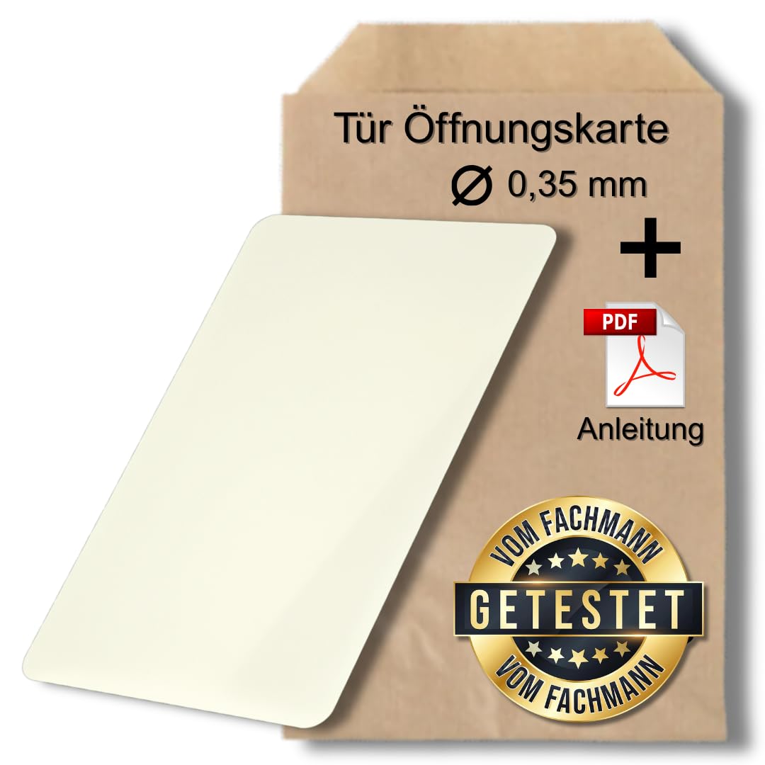 Türfallen-Öffnungskarte 0,35 mm | Öffnet jede Tür mit Falle | Plastik-Karten Tür-Schloss-Öffner | Profi-Qualität • Made in Germany • inkl. PDF-Anleitung
