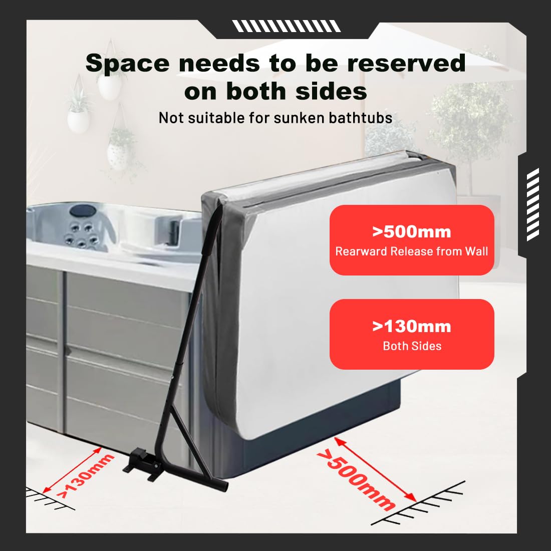 Whirlpool Deckelheber Abdeckungslifter,Abdeckungsheber,Abdeckung Lifter,Cover Lifter für Whirlpool,Hebevorrichtung für Whirlpoolabdeckung,Höhenverstellbarer Bereich 78-104cm