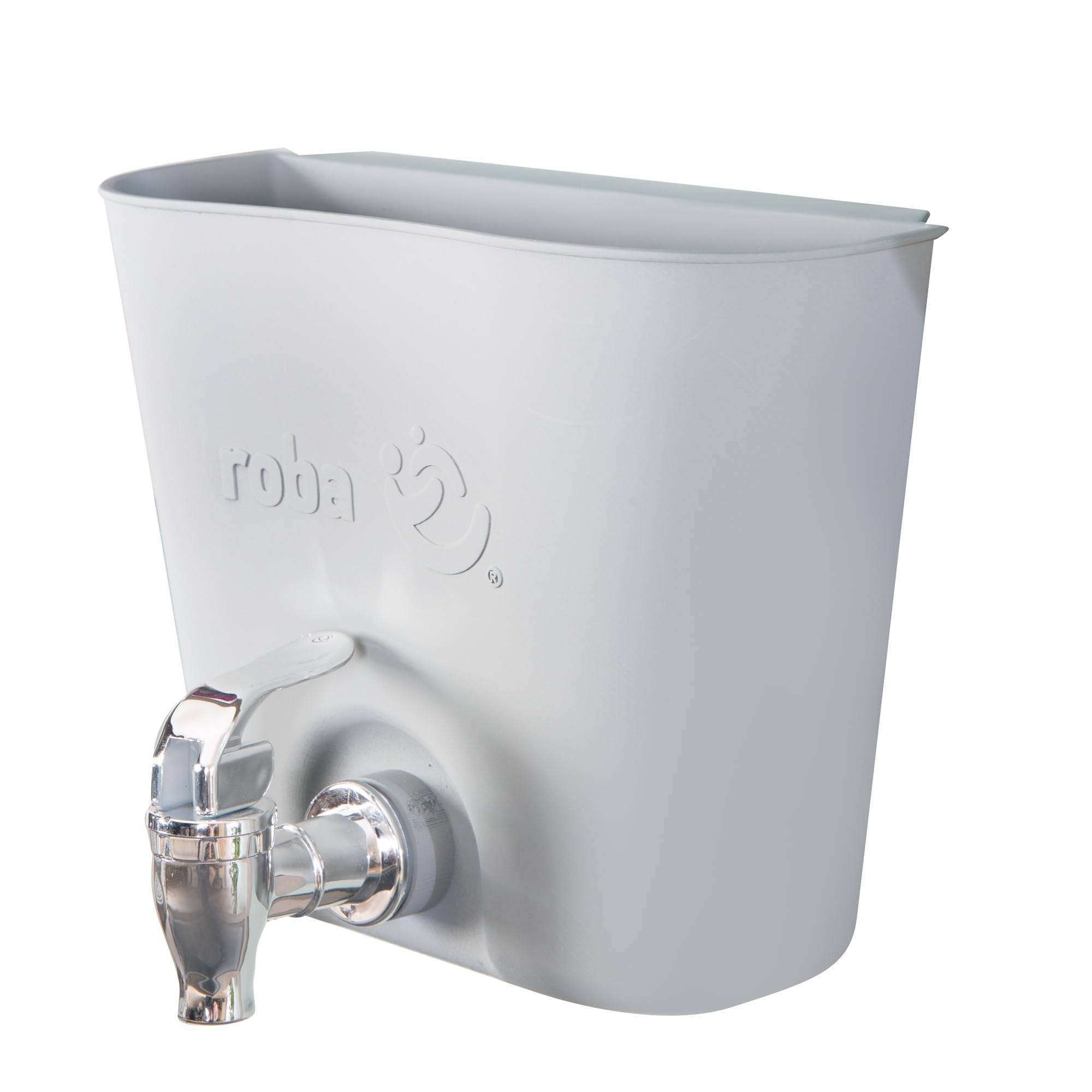 roba serbatoio d’acqua per cucine di fango e tavoli d’acqua, in plastica robusta con rubinetto, accessorio per cucine outdoor, appendibile fino a 18 mm, resistente alle intemperie, grigio