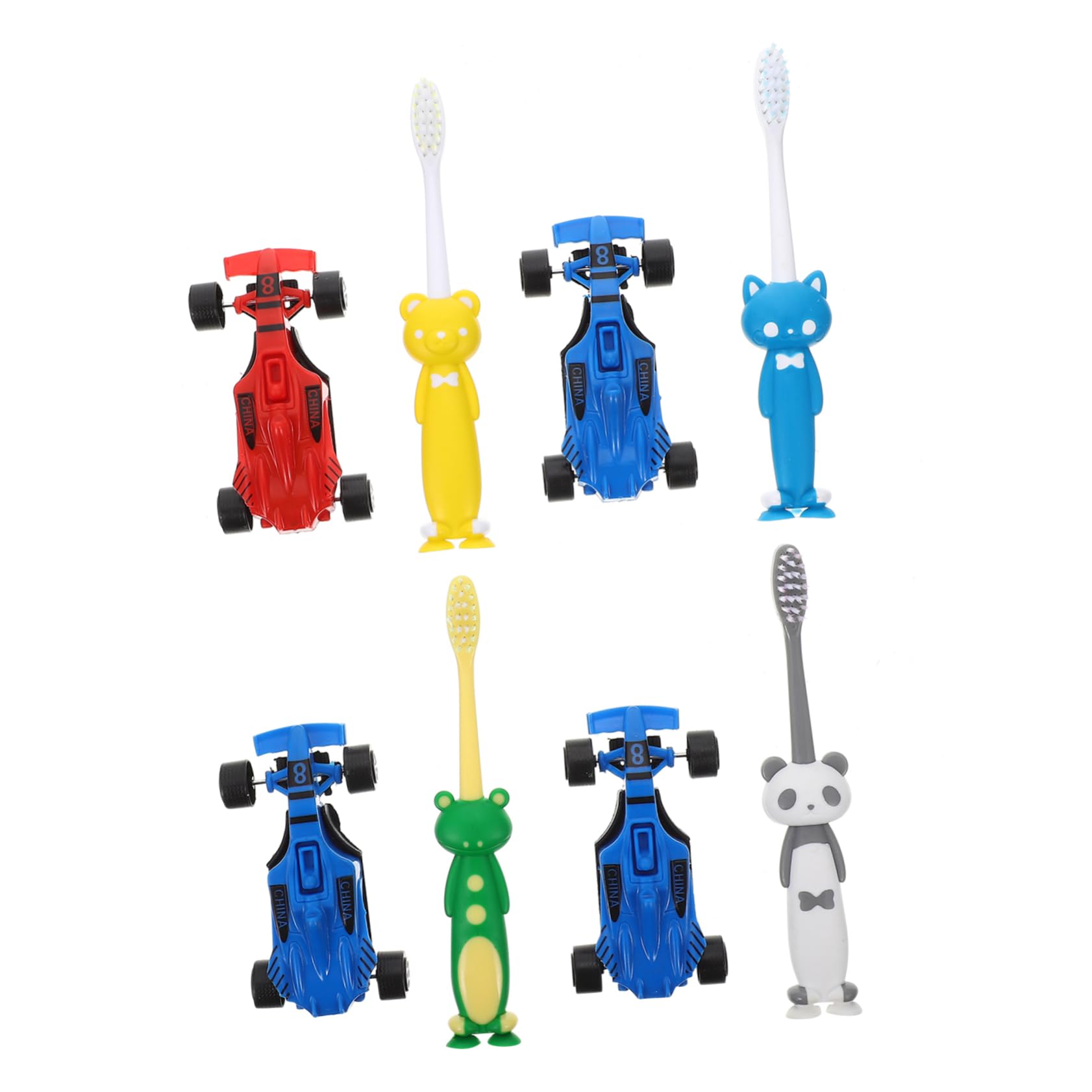 Beavorty 4 Sets u Shaped Toothbrush Boys and Girls Cartoon Children Toothbrush Dinosaur for Boys and Girls