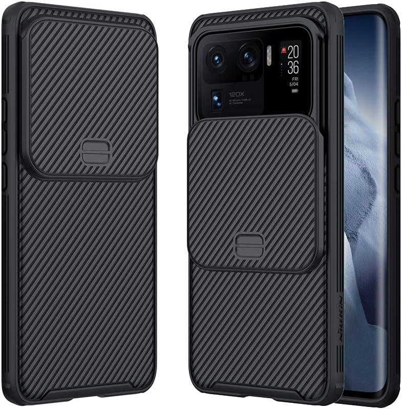 Camera Protection Case for Xiaomi Mi 11 Ultra, TPU Bumper PC Back Cover, Slide Lens Privacy Protection Shockproof Protective Case (Black)