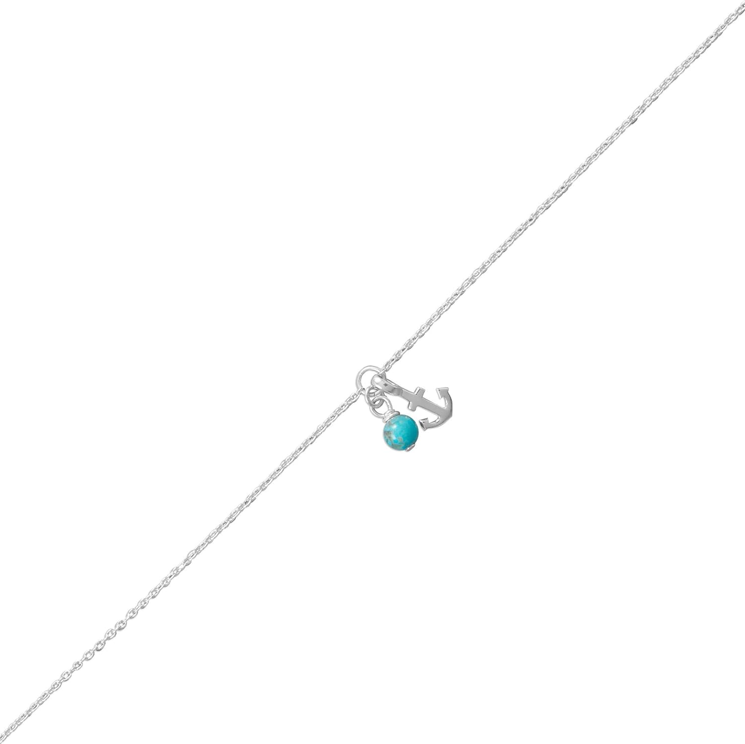 Sterling Silver Crystal and Anchor Charm Anklet