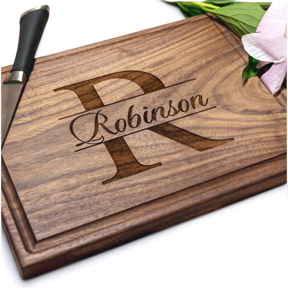 Personalized Engraved Cutting Board - Custom Wood Charcuterie for Wedding, Anniversary, Housewarming Gifts | Monogram Design by WeddingGiftBoutique