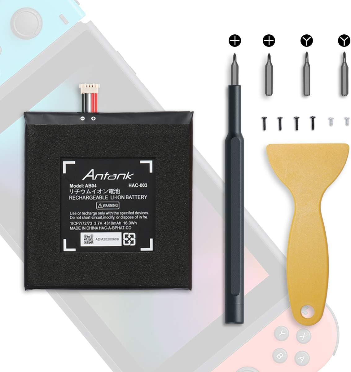 AntankReplacement Battery HAC-003 Compatible with [2017] Nintendo Switch Game Console HAC-001, 4310mAh Battery with DIY Repair Tool Kit