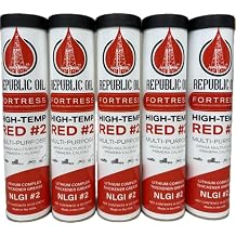 Republic Oil Red High Temp #2 Grease 5 x14oz Lithium Complex Multi-Purpose |Chassis | Wheel Bearings| Tacky | EP2 | Extreme Pressure | 5th Wheels | Agrilculture | Construction