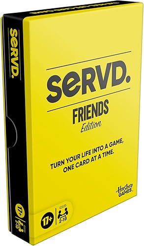 Hasbro SERVD Friends Edition Juego de fiesta Divertido juego de cartas de la vida real para adultos Inyecta diversión y estrategia a tiempo con