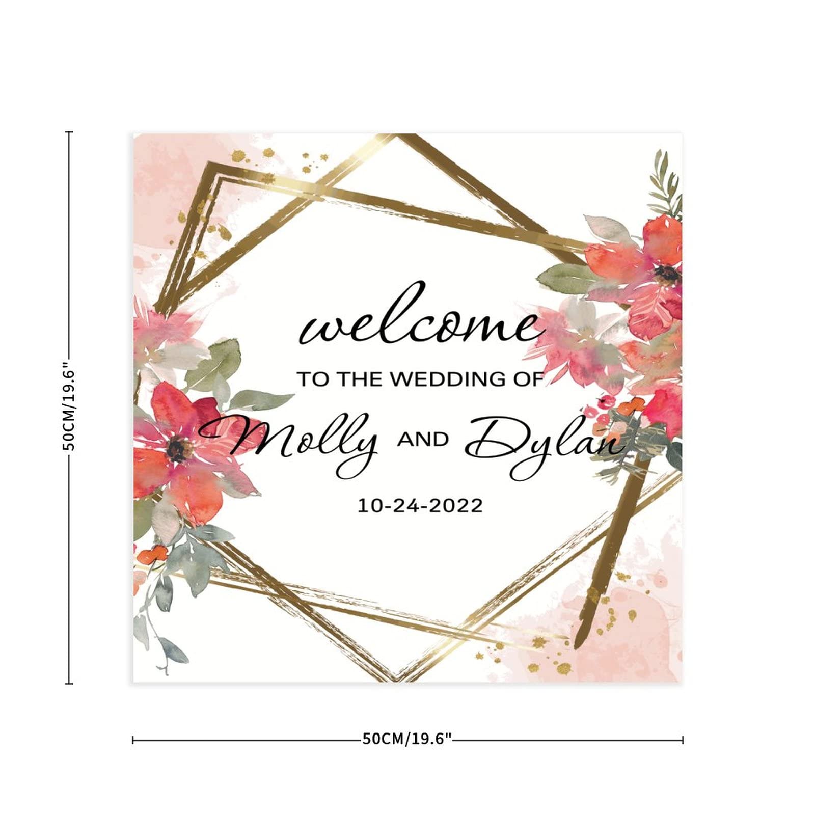 Holzschild mit Aufschrift "Welcome to The Wedding of Sign", Hochzeitsschild, Hochzeitsschild, Hochzeitsschilder, 50,8 x 50,8 cm