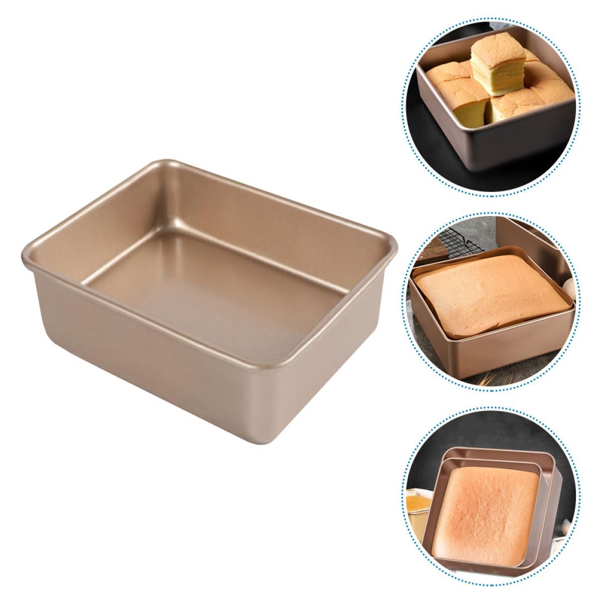 VANZACK Molde Cuadrado Fácil Desmolde para Pasteles de Acero Inoxidable Dorado Antiadherente y Multiuso Adecuado para Pizza y Snacks en Cocina