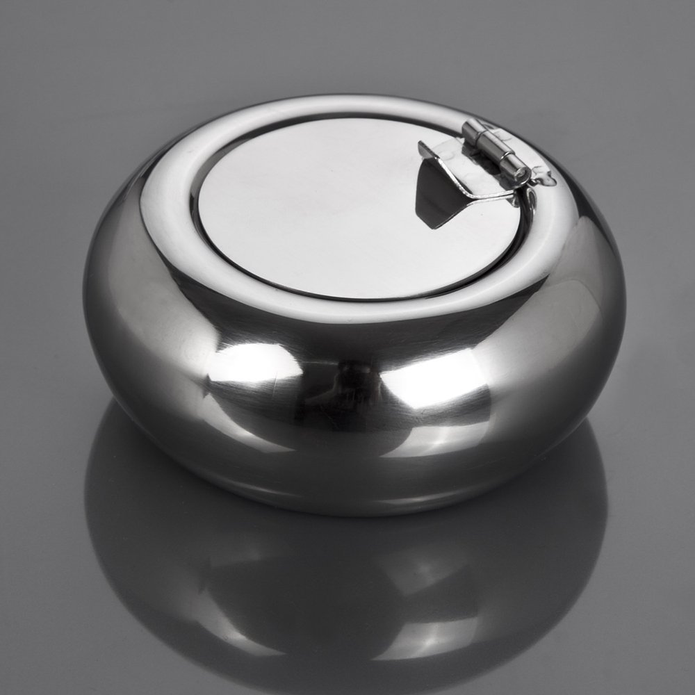 Posacenere per sigarette senza fumo con coperchio, a prova di odore, in acciaio inox, portatile, senza fumo, mini cestino