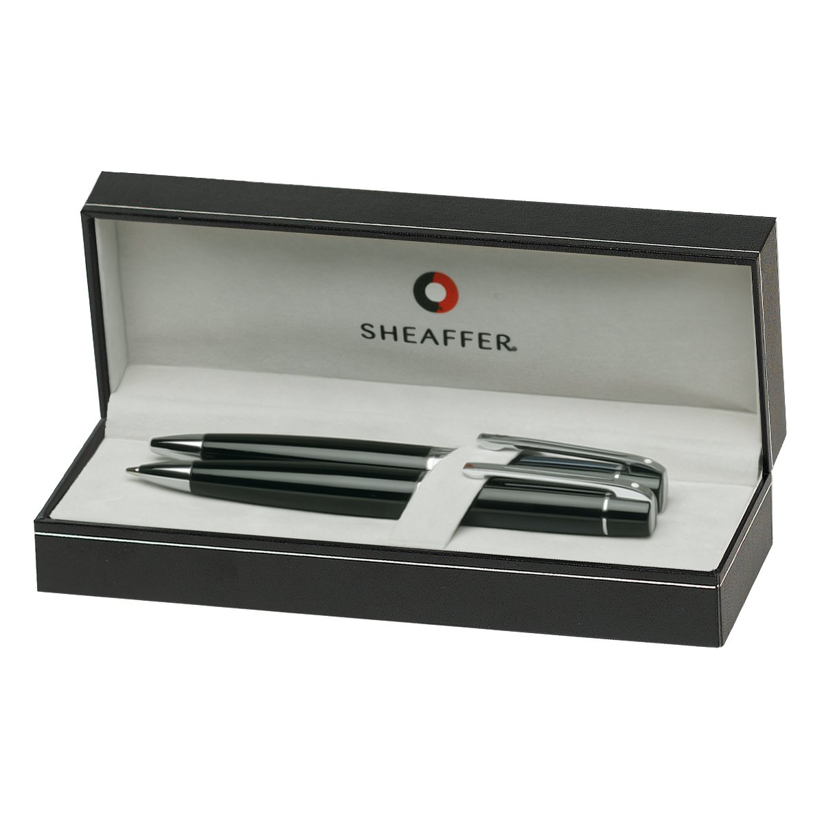 Sheaffer 300 Glossy Black Chrome Plate Trim Ballpoint Pen 0 7mm Pencil Set E9931251 — view 2