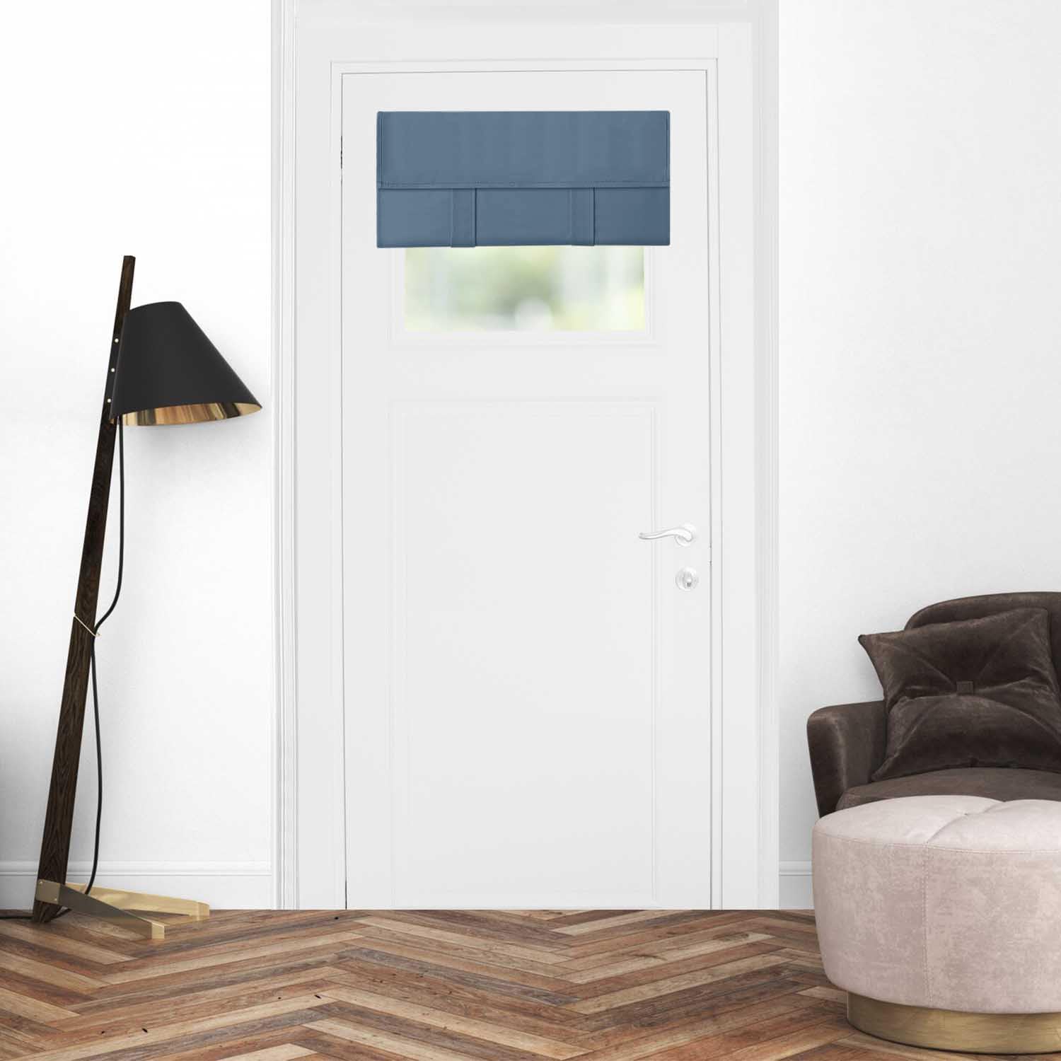 Mecodeco Blackout Small Door Curtains for Privacy, Room Darkening Door Window Curtains(Haze Blue,24W*18L,1 Panel)