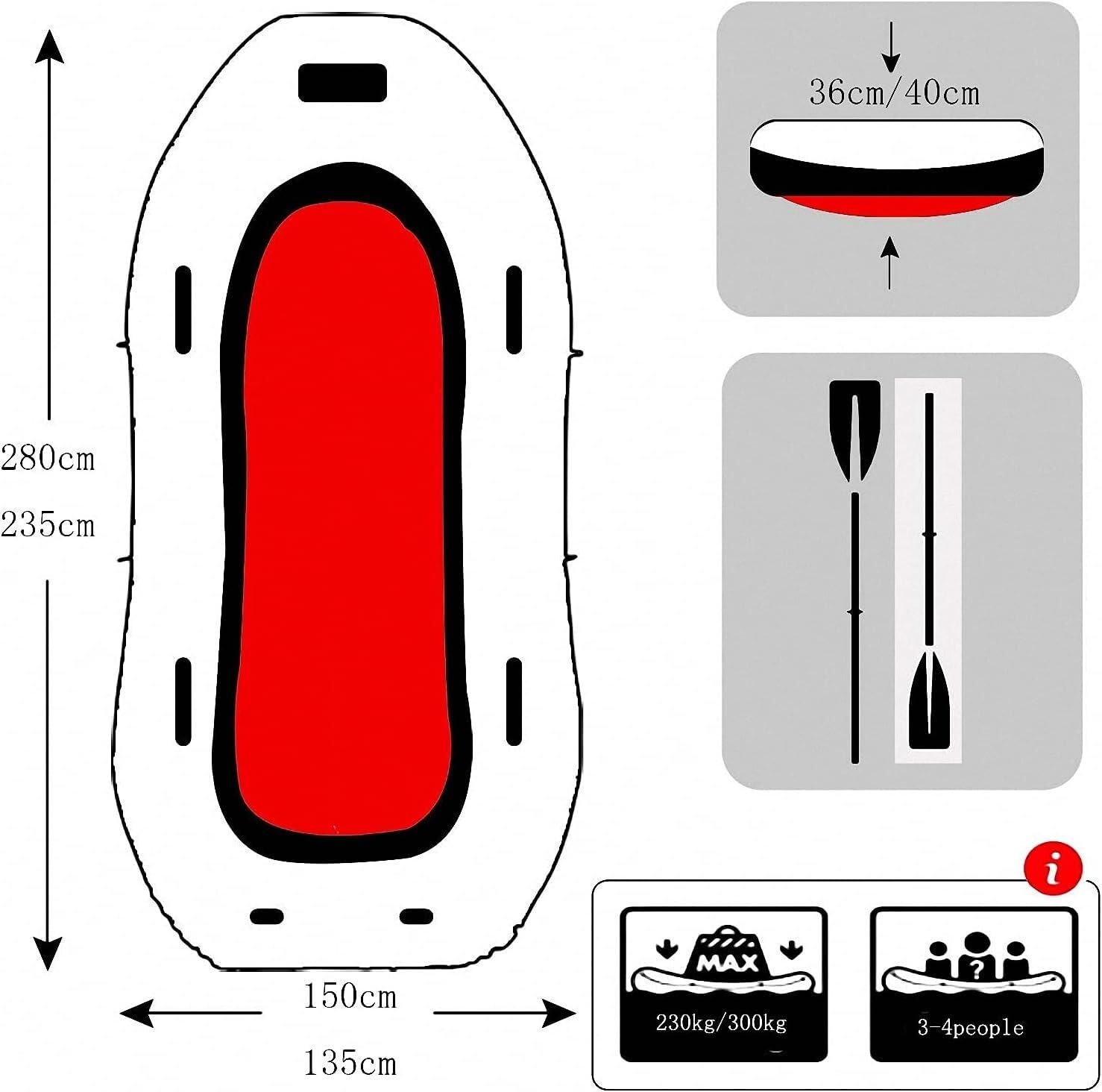 Kajak ponton dla dorosłych, zagęścić nadmuchiwaną tratwę gumową łódką, zagęszczony ponton wędkarski, rafting (Size : 235 * 135 * 36cm)