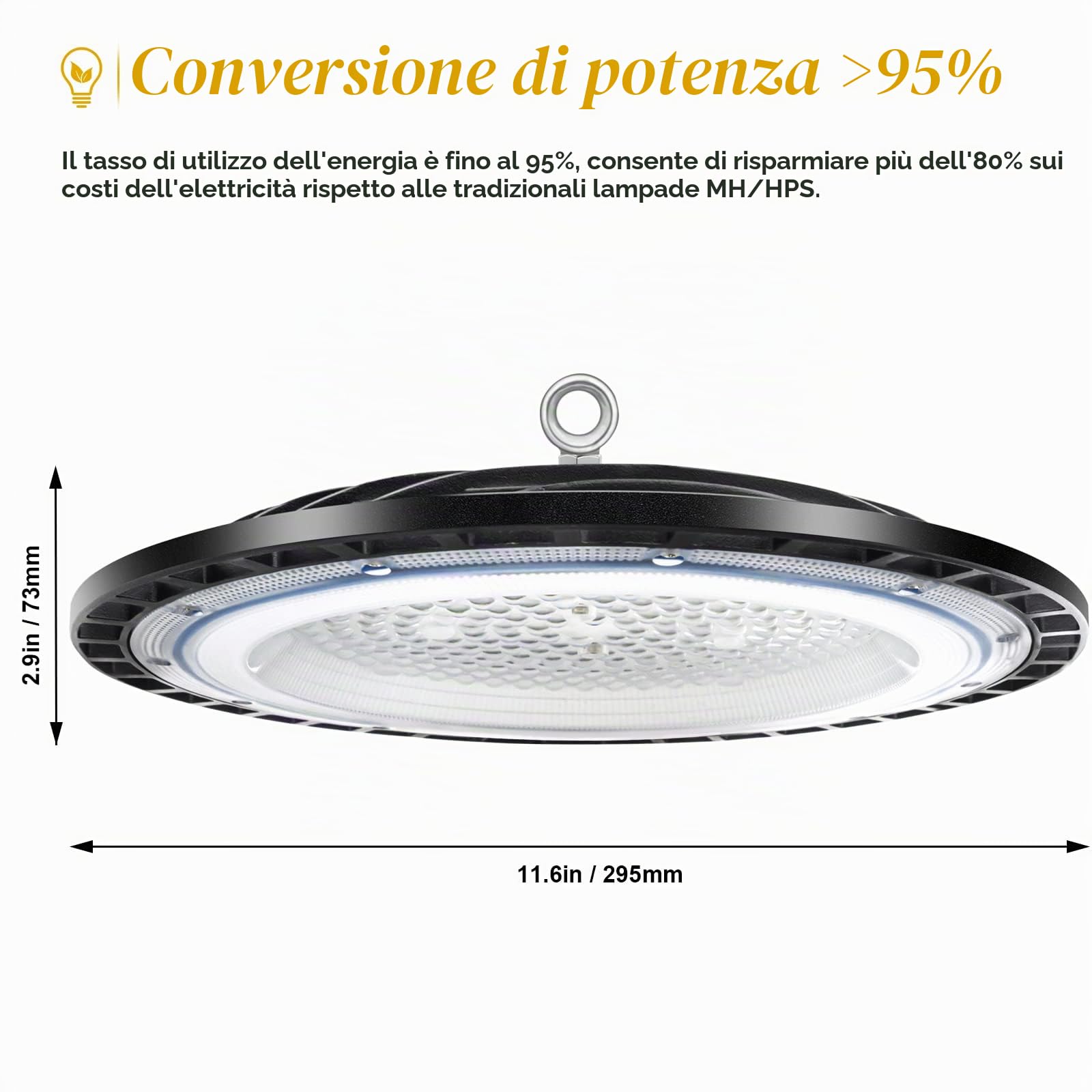 4Pack 300W UFO Faretto LED Bianco Freddo 49000LM Lampada da Officina IP66 LED Industriale Lampada Interni LED Luce Bianca fari Led da esterno Faretto per Industriale Officine, Fabbrica, Parcheggio