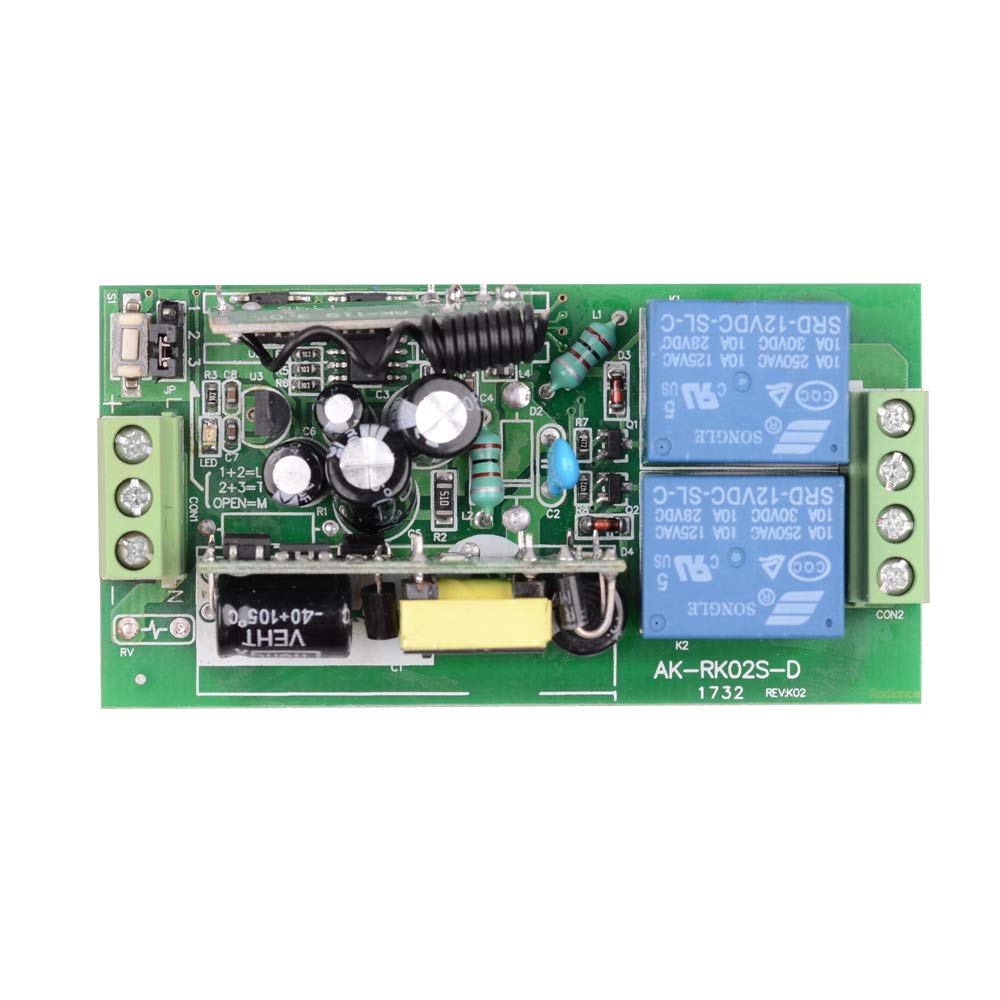 110 V 220 V CA 2 canales 10 A 1000 W, interruptor remoto por radiocontrol, transmisor y receptor, interruptor eléctrico, mando a distancia inalámbrico